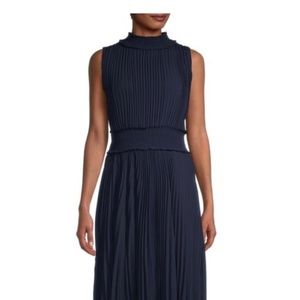 NWT Navy Highneck Sleeveless Pleated Dress from Bloomingdale’s